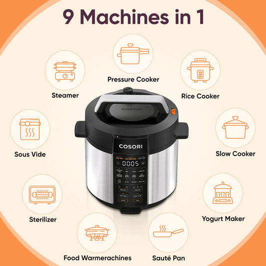6QT 1100W Multi-Function Electric Pressure Cooker With Stainless Steel Inner Pot & Multiple Cooking Modes