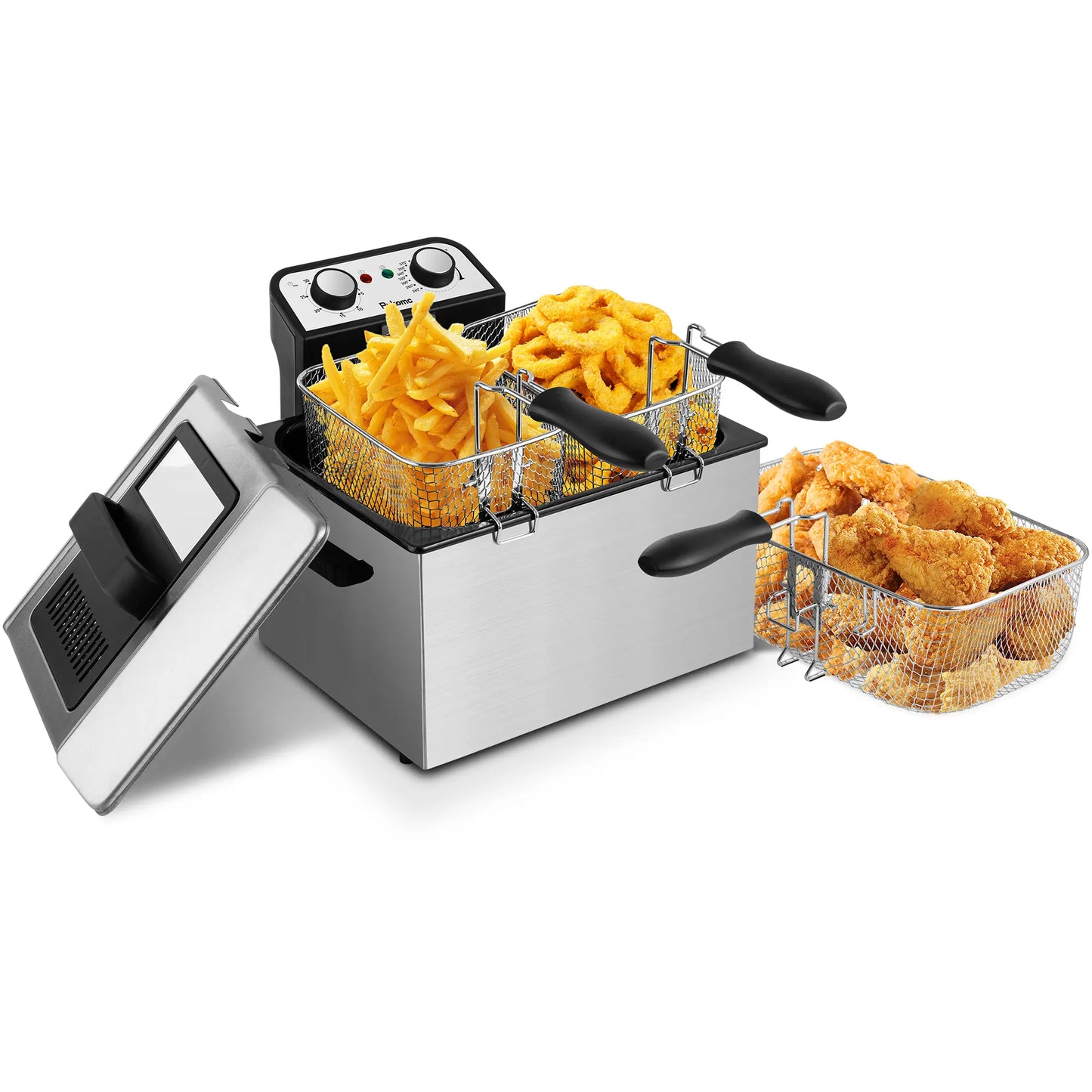 1500W 2.6 Quart Electric Deep Fryer, Removable Lid & Non-Stick Pot Dishwasher Friendly
