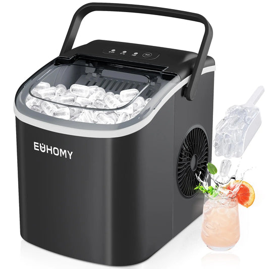 26Lbs 24H Portable Countertop Ice Maker with Handle, Auto-Clean for Home RV Camping