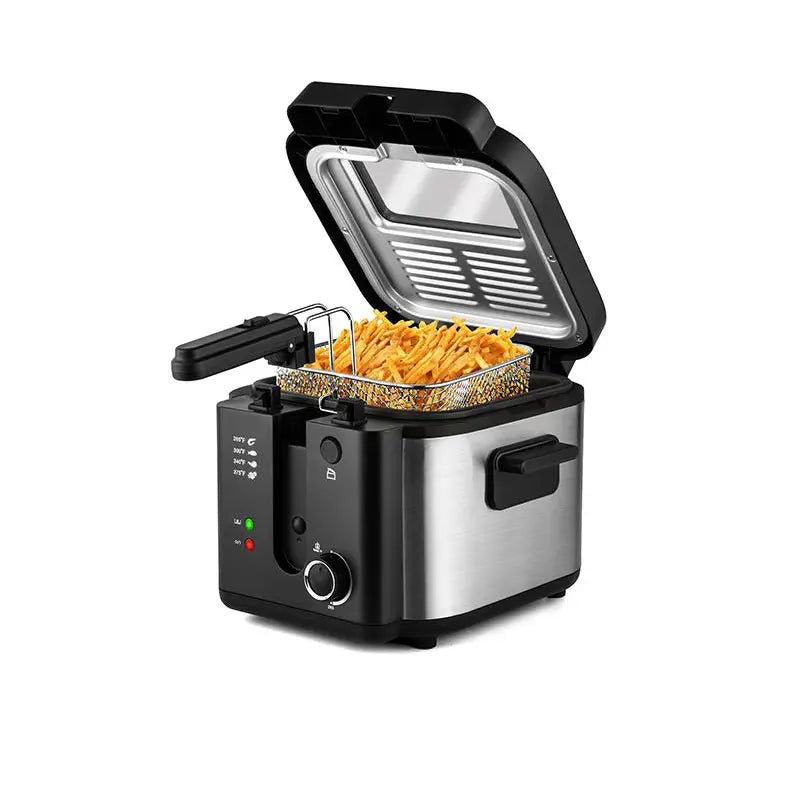 1500W 2.6 Quart Electric Deep Fryer, Removable Lid & Non-Stick Pot Dishwasher Friendly