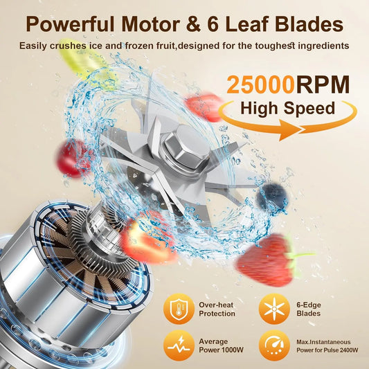 25000 RPM Professional Blender, Dual BPA-Free 68oz Jars for Shakes & Ice Crushing