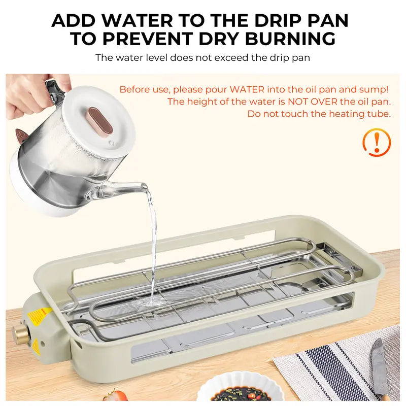 1800W 2-in-1 Smokeless Indoor Grill, Non-Stick Removable Plate Dishwasher Safe